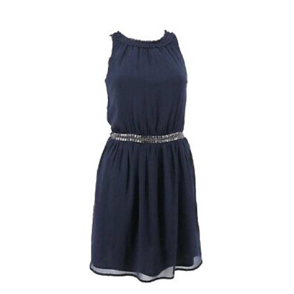 Zara Navy Chiffon Dress